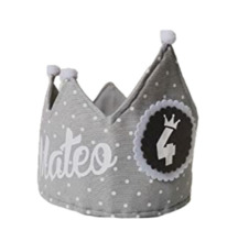 Corona de cumpleaños GRIS personalizada y reversible
