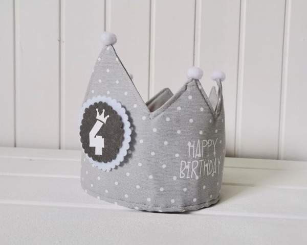 Corona de cumpleaños ROSA personalizada y reversible (21)